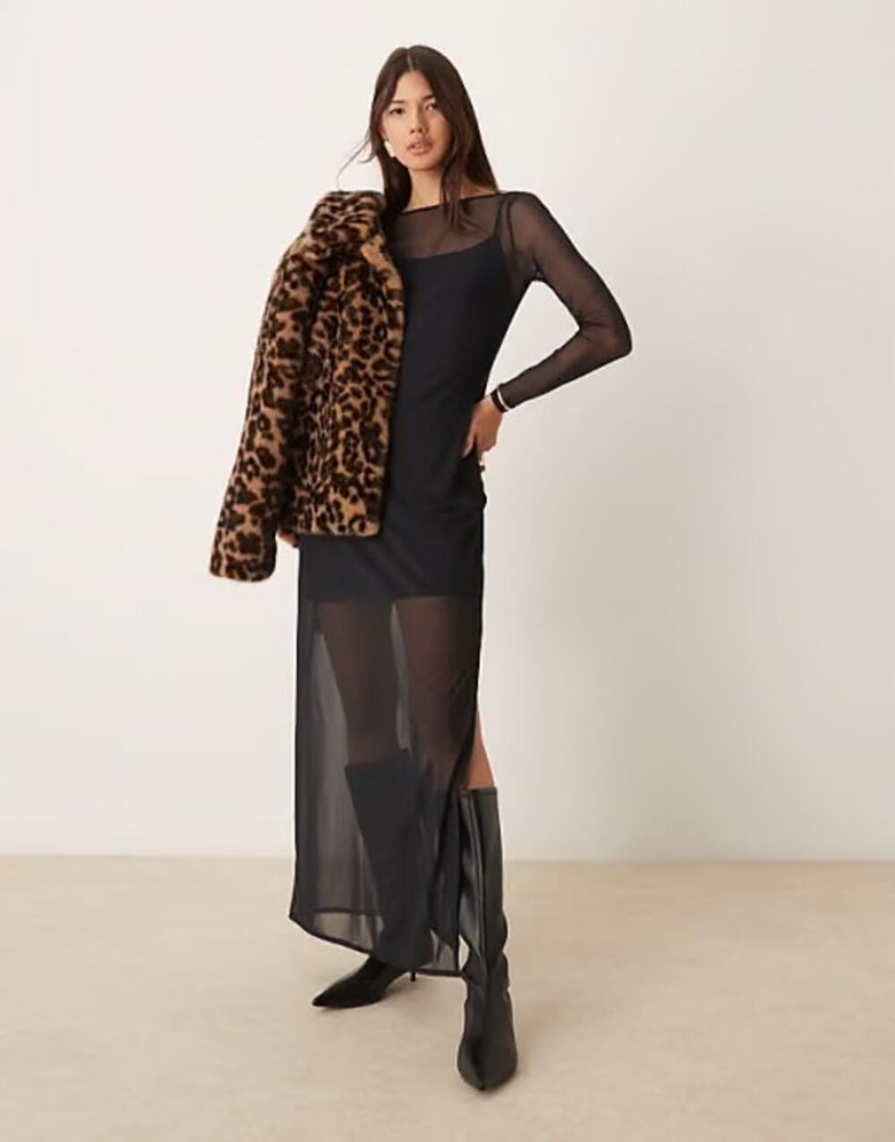 Abercrombie & Fitch sheer mesh long-sleeve maxi dress, 100$